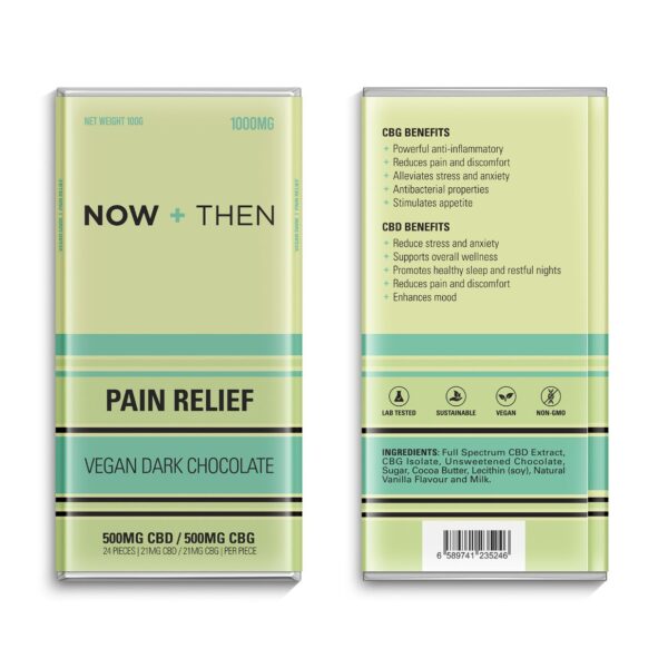 NOW + THEN CBD+CBG PAIN RELIEF CHOCOLATE BARS | 1000MG EDIBLES